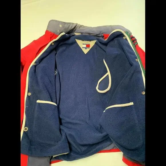 Mens TOMMY HILFIGER OUTDOORS Red Vintage Lined Jacket Sz L